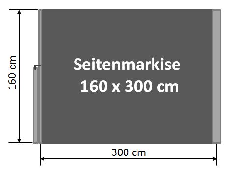 Seitenmarkise 160 x 300 cm