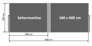 Seitenmarkise 180 x 600 cm