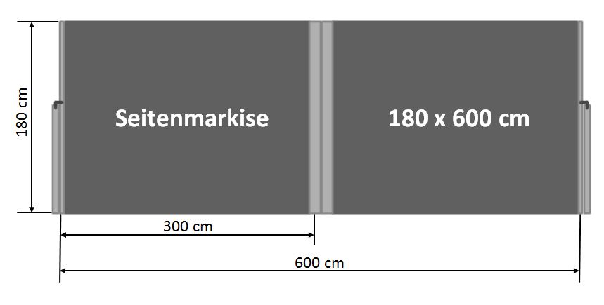 Seitenmarkise 180 x 600 cm