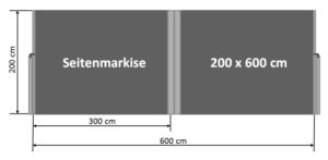 Seitenmarkise 200 x 600 cm